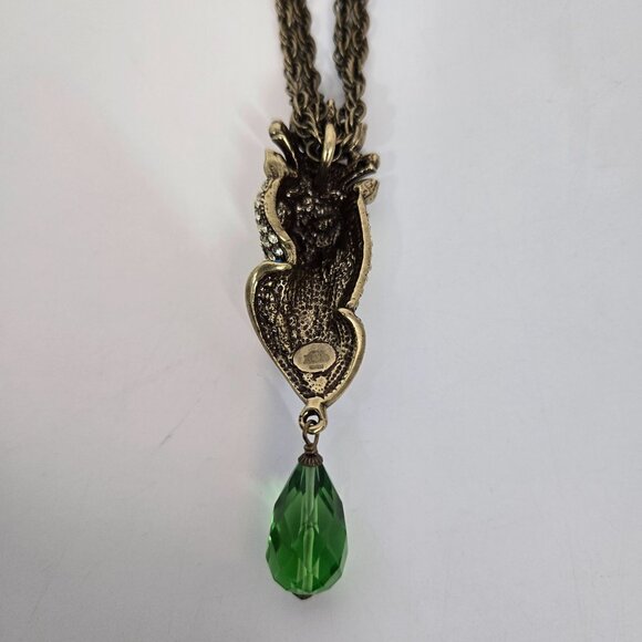 Princess Amanda Borghese Leopard with Crown Rhinestone Necklace Double Chain - Picture 7 of 9